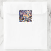 Winternachtkunstkleber Quadratischer Aufkleber (Tasche)