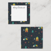 Winternachts-Schneeflocken fallen auf kleinen Häus Mitteilungskarte (Vorne/Hinten)