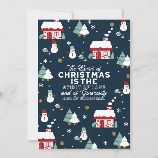 Winternachtsdörfliche Szene mit Weihnachtsgeist Dankeskarte (Vorderseite)