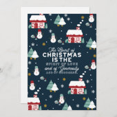 Winternachtsdörfliche Szene mit Weihnachtsgeist Dankeskarte (Vorne/Hinten)