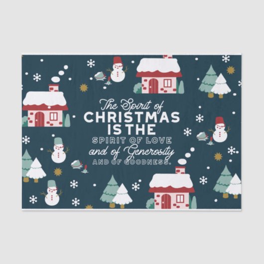 Winternachtsdörfliche Szene mit Weihnachtsgeist Seidenpapier (Vorderseite)