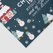 Winternachtsdörfliche Szene mit Weihnachtsgeist Seidenpapier (Ausschnitt)