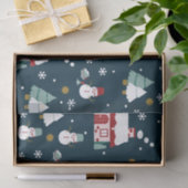 Winternachtsdörfliche Szene mit Weihnachtsgeist Seidenpapier (Geschenk)