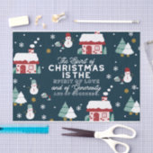 Winternachtsdörfliche Szene mit Weihnachtsgeist Seidenpapier (Handwerk)