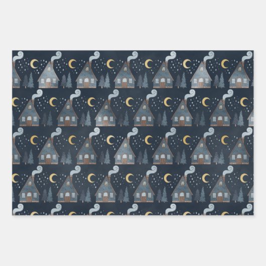 Winternachtsferien Geschenkpapier Set (Vorderseite)