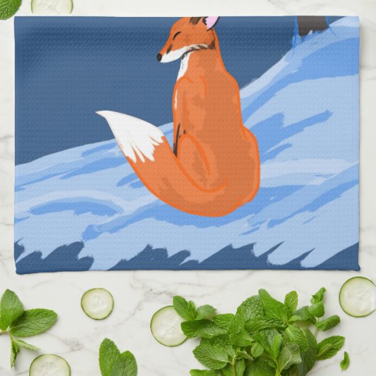 Winternachtsfox Küchentuch (Gefaltet)