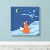 Winternachtsfox Leinwanddruck (Insitu (Holzboden))