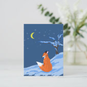 Winternachtsfox Postkarte (Stehend Vorderseite)