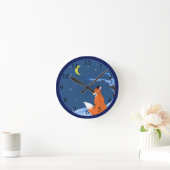 Winternachtsfox Runde Wanduhr (Zuhause)