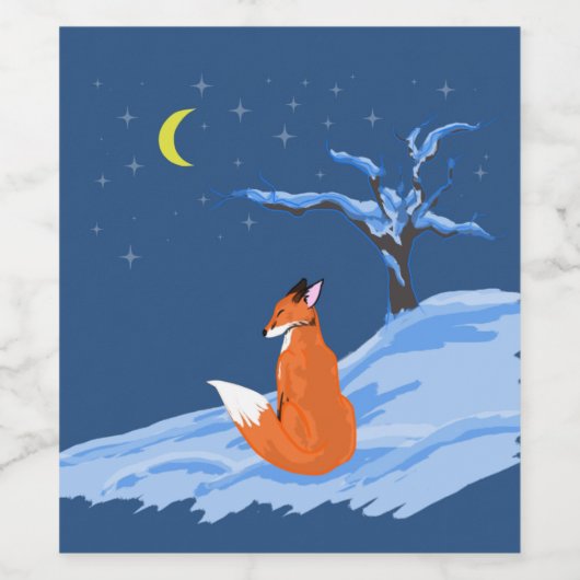 Winternachtsfox Weinetikett (Einzelnes Label)