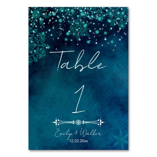 WinternachtsHochzeit Tischnummer (Vorderseite)