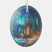 Winternachtskirche Buntglas Ornament (Vorderseite Rechts)