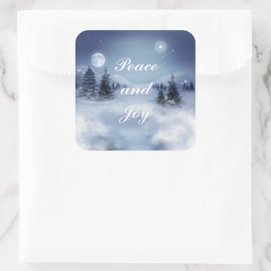 Winternachtskleber Quadratischer Aufkleber (Tasche)