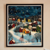 Winternachtskunst Ölgemälde Poster