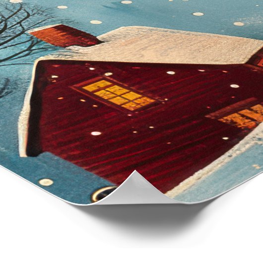 Winternachtskunst Ölgemälde Poster (Ecke)