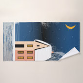 Winternachtslandschaft. Gemütliches Haus, verschie Badehandtuch (Badehandtuch)