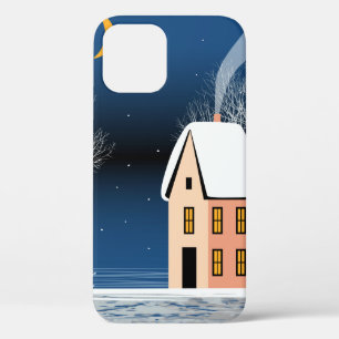 Winternachtslandschaft. Gemütliches Haus, verschie Case-Mate iPhone Hülle