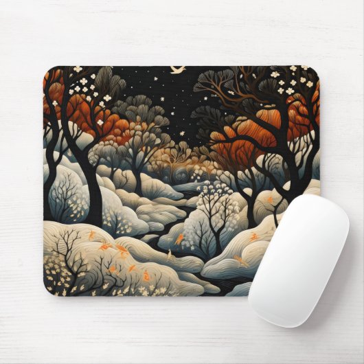 Winternachtslandschaft Mousepad (Mit Mouse)