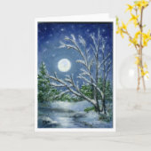 Winternachtslandschaft Snow Moon Art Note Card Karte (Gelbe Blume)