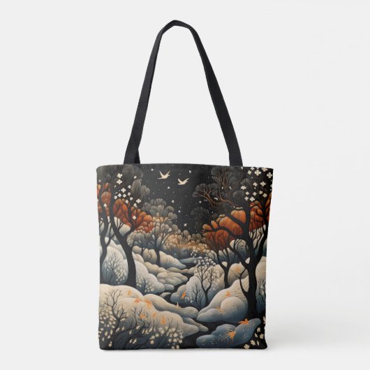 Winternachtslandschaft Tasche (Rückseite)