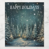 Winternachtswald Weinetikett (Einzelnes Label)