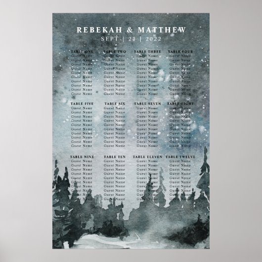 Winternachtswald-Wunderland-Sitzkarte Poster (Vorne)