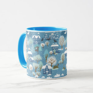 Winternachtszeit Vintage Dorflandschaft Tasse