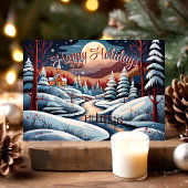 Winternachtszene glückliche Ferien Feiertagskarte