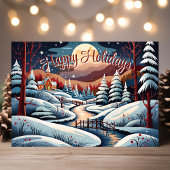 Winternachtszene glückliche Ferien Feiertagskarte