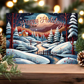 Winternachtszene glückliche Ferien Feiertagskarte