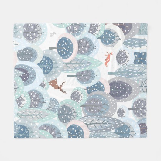 Winternahtloses Muster mit abstrakter flacher Hand Fleecedecke (Vorderseite (Horizontal))