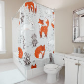 Winternahtloses Muster mit niedlichen Füchsen und  Duschvorhang (Beispiel)