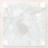 Winternaturfotografie von Snowy Pine Branch Glasuntersetzer (Rückseite)