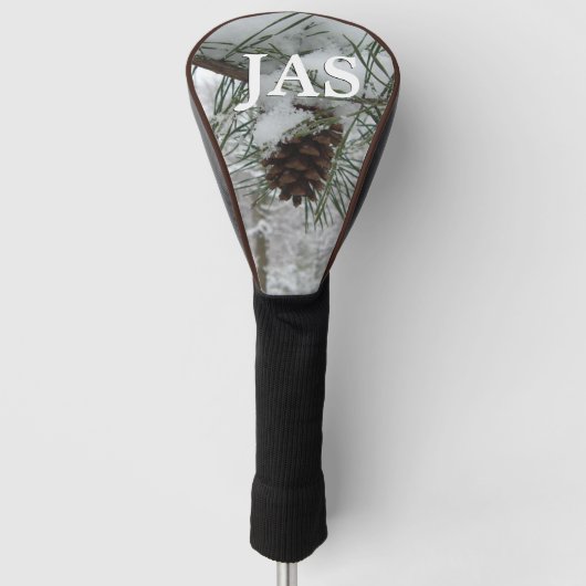 Winternaturfotografie von Snowy Pine Branch Golf Headcover (Vorderseite)