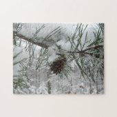Winternaturfotografie von Snowy Pine Branch Puzzle (Horizontal)