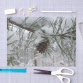 Winternaturfotografie von Snowy Pine Branch Seidenpapier (Handwerk)