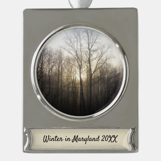 Winternebel Naturfotografie Banner-Ornament Silber (Vorderseite)
