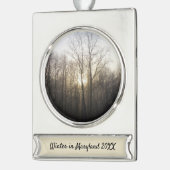 Winternebel Naturfotografie Banner-Ornament Silber (Links)