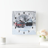 Winternotstand Quadratische Wanduhr (Zuhause)