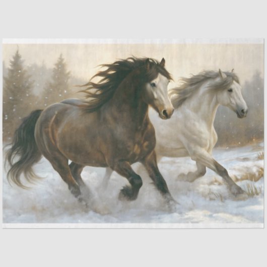 Winterpair der Running Horses Decoupage Seidenpapier (Vorderseite)