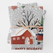 Winterpanda, frohe Weihnachten und Schneeflocken Geschenkpapier Set (Beispiel)