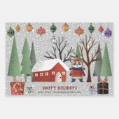 Winterpanda, frohe Weihnachten und Schneeflocken Geschenkpapier Set (Vorderseite)