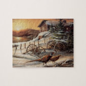 Winterparadies Sonnenuntergang Hütte Wilder Wildsc Puzzle (Horizontal)