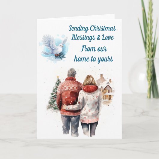 Winterpärchen-Weihnachtskarte Karte (Vorderseite)