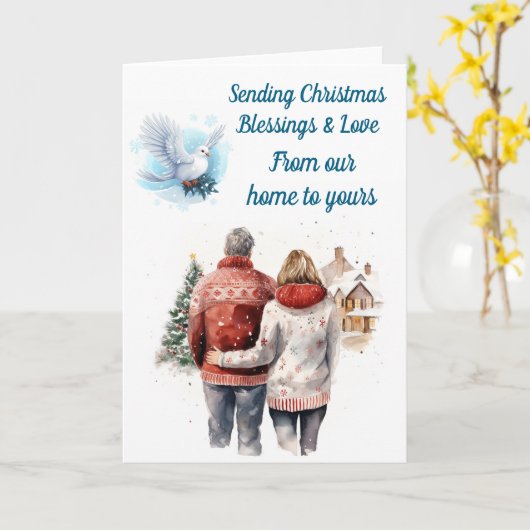 Winterpärchen-Weihnachtskarte Karte (Gelbe Blume)