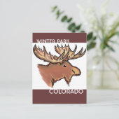 Winterpark Colorado Braun Elche Postkarte (Stehend Vorderseite)