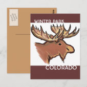 Winterpark Colorado Braun Elche Postkarte (Vorne/Hinten)