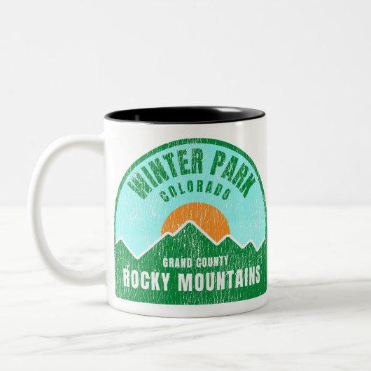 Winterpark Colorado Felsengebirge Zweifarbige Tasse (Links)