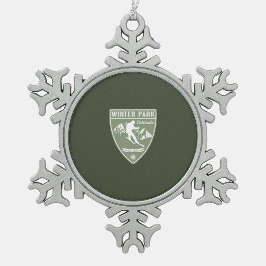 Winterpark Colorado Schneeflocken Zinn-Ornament (Vorderseite)