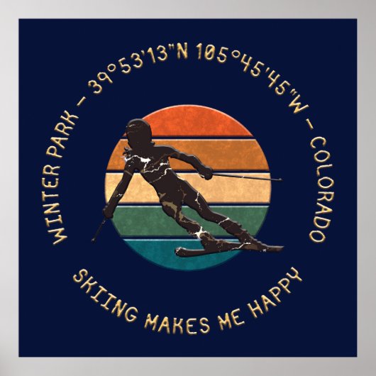 Winterpark, Colorado - Skilangläufer, Goldener Tex Poster (Vorne)